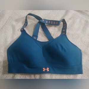 NWOT Under Armour Teal and Orange Sports Bra, Sz Sm
